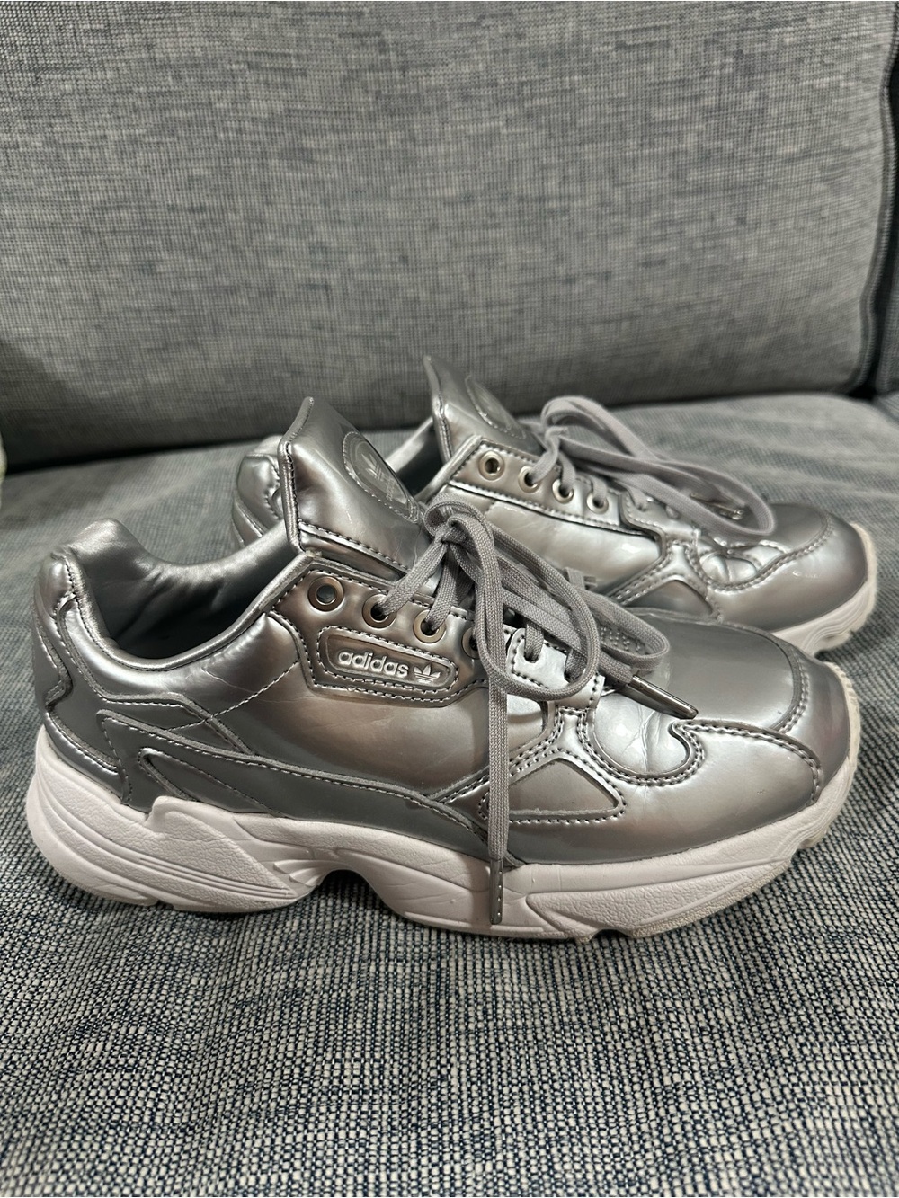 adidas Women's Metallic Silver Falcon Sneakers